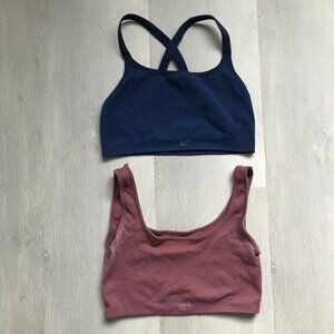 SET ACTIVE WOMENS SPORTS BRA PINK BLUE LOT OF 2 MEDIUM